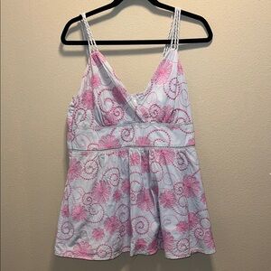 Romy Women’s Pink and Gray Wrap Tank Top SZ XL